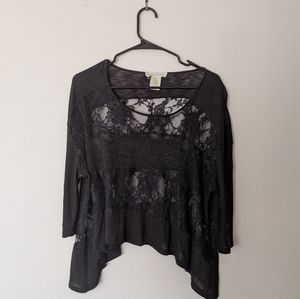 Flowy Black Lace & Solid Top